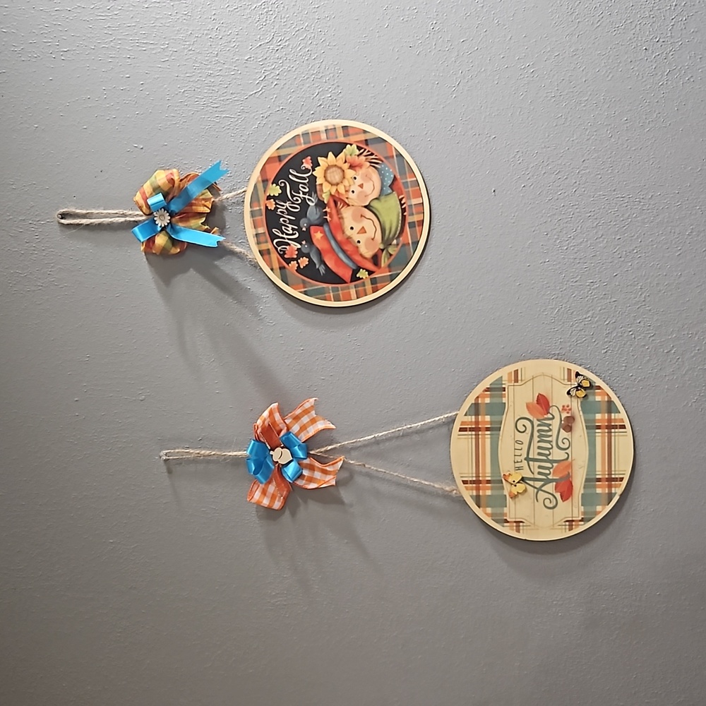 2 pc Fall Autumn wall door  decor